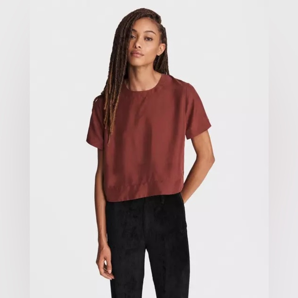 Rag & Bone Gia Cropped Silk Tee